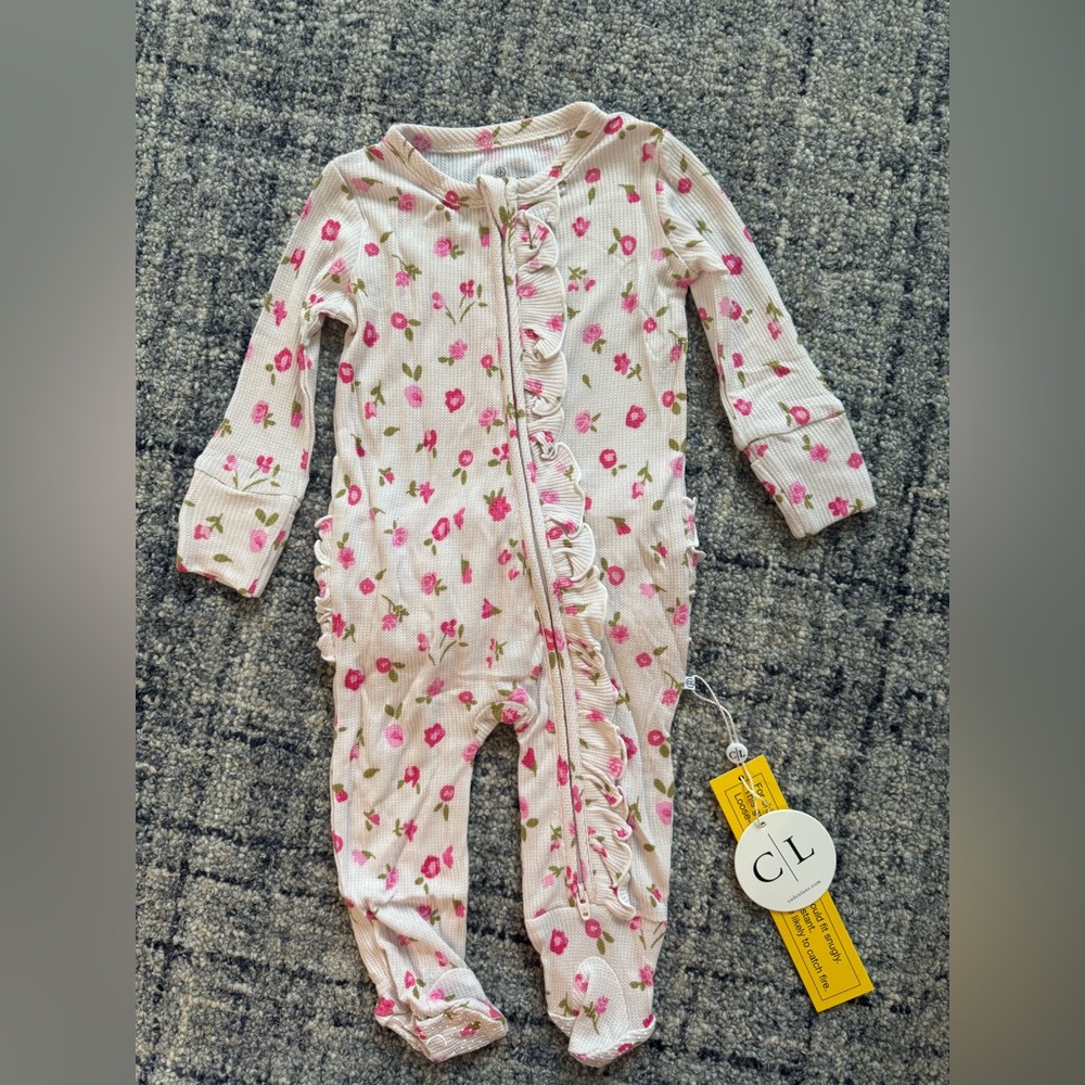 Brand NWT Caden Lane Penny's Posies bamboo waffle convertible zip 3-6 mo